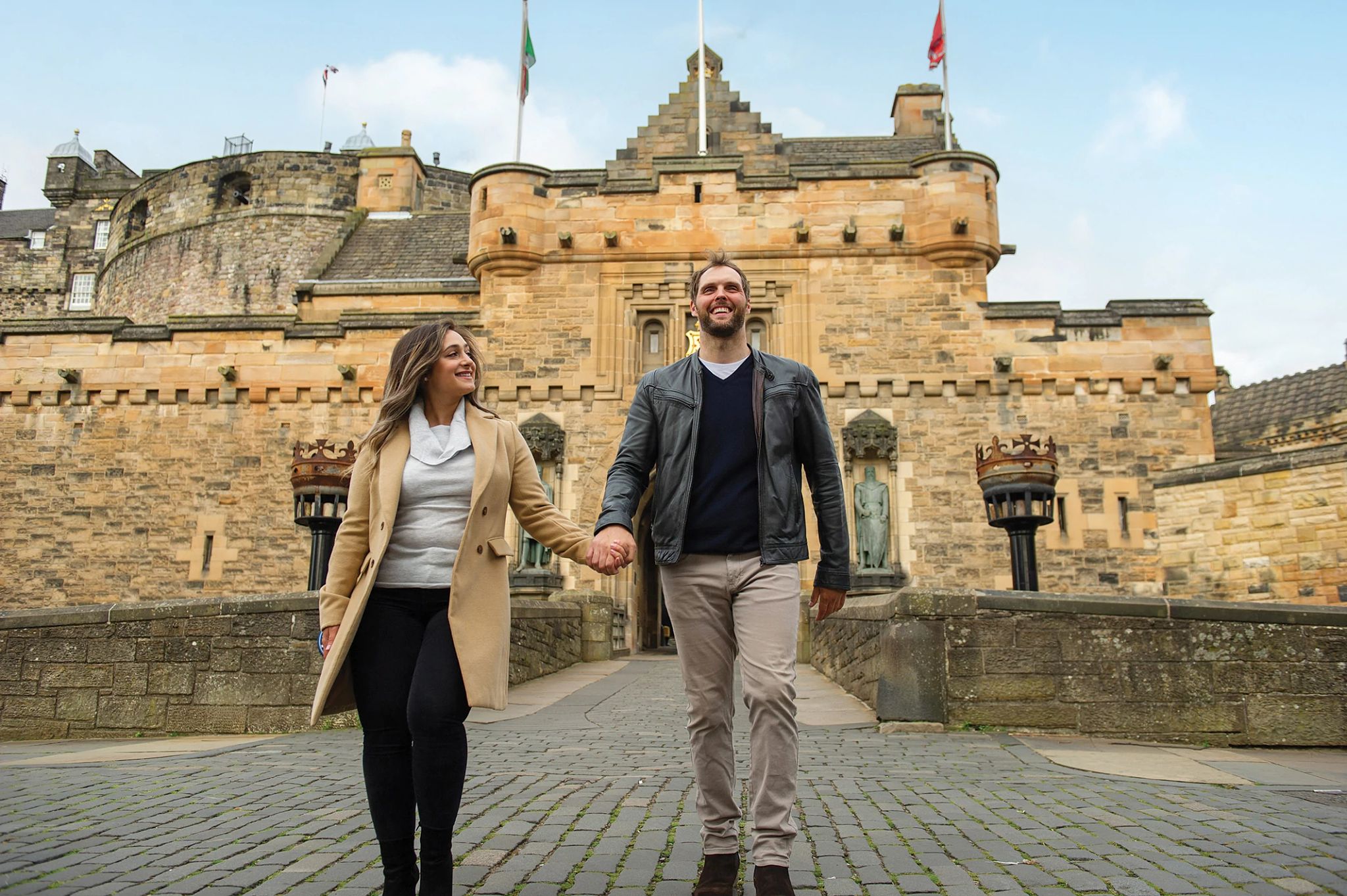 a couple visits Edinburgh Castle