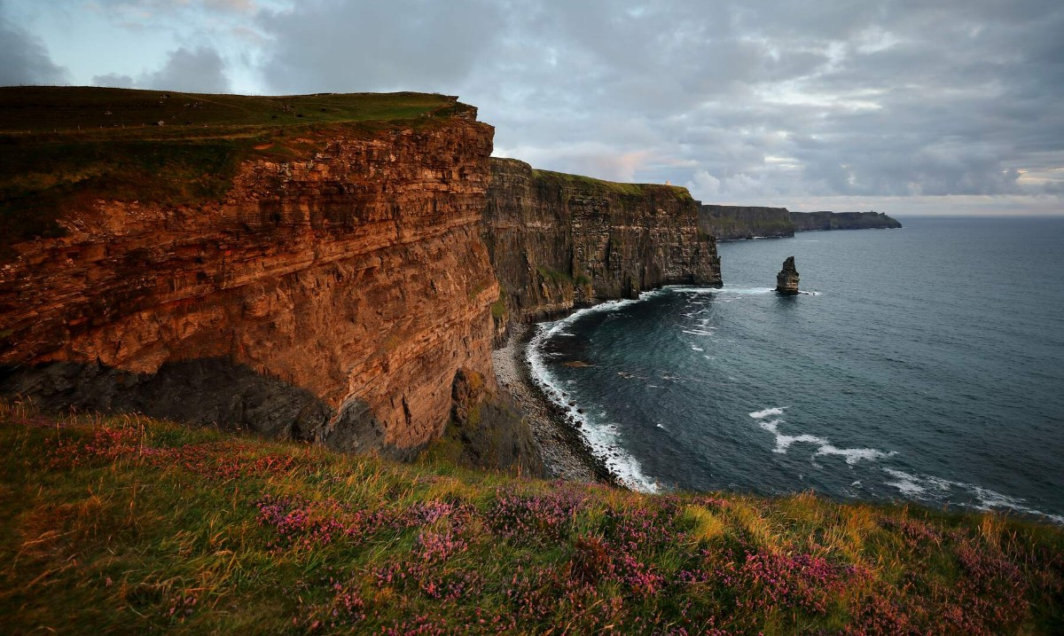 The Cliffs of Moher rising out of the Atlantic and stretching for five miles